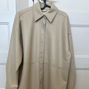 Aritzia Babaton Pelli Jacket in Sand White - Vegan leather - Size small